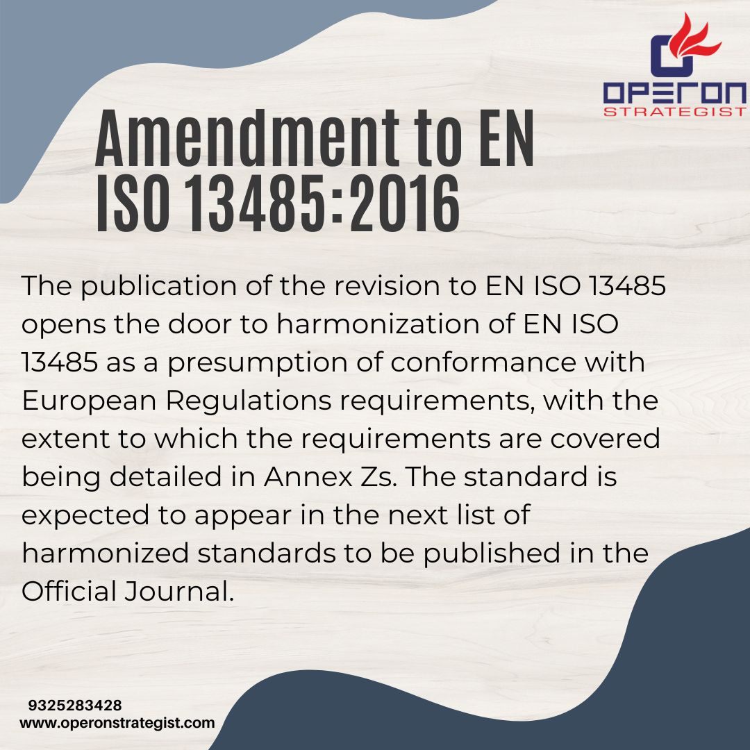 Amendment to EN ISO 13485:2016