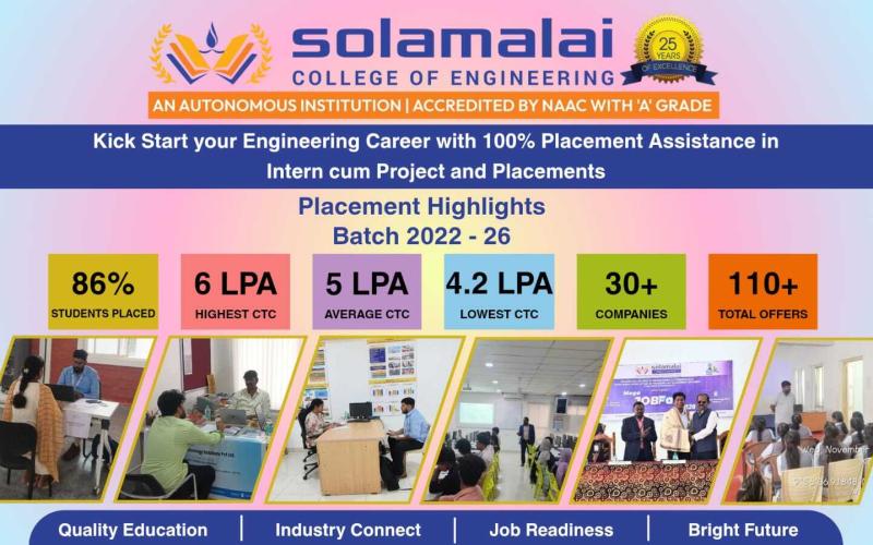Courses, Eligibility and Admission Steps at Solamalai College of Engineering for 2026-27